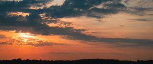 Preview wallpaper lake, clouds, sunset, evening