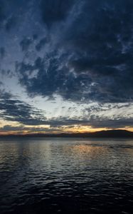 Preview wallpaper lake, clouds, water, dusk, evening