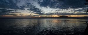 Preview wallpaper lake, clouds, water, dusk, evening