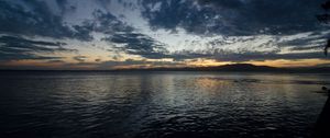 Preview wallpaper lake, clouds, water, dusk, evening