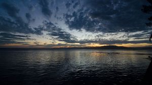 Preview wallpaper lake, clouds, water, dusk, evening