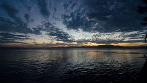 Preview wallpaper lake, clouds, water, dusk, evening
