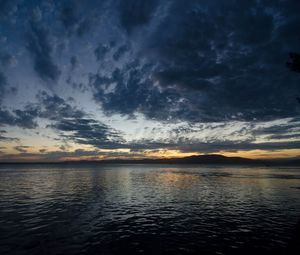 Preview wallpaper lake, clouds, water, dusk, evening
