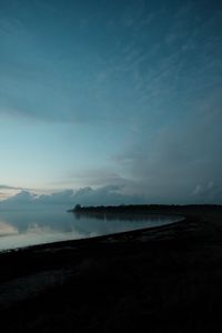 Preview wallpaper lake, coast, dusk, landscape, dark