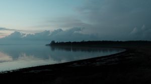 Preview wallpaper lake, coast, dusk, landscape, dark