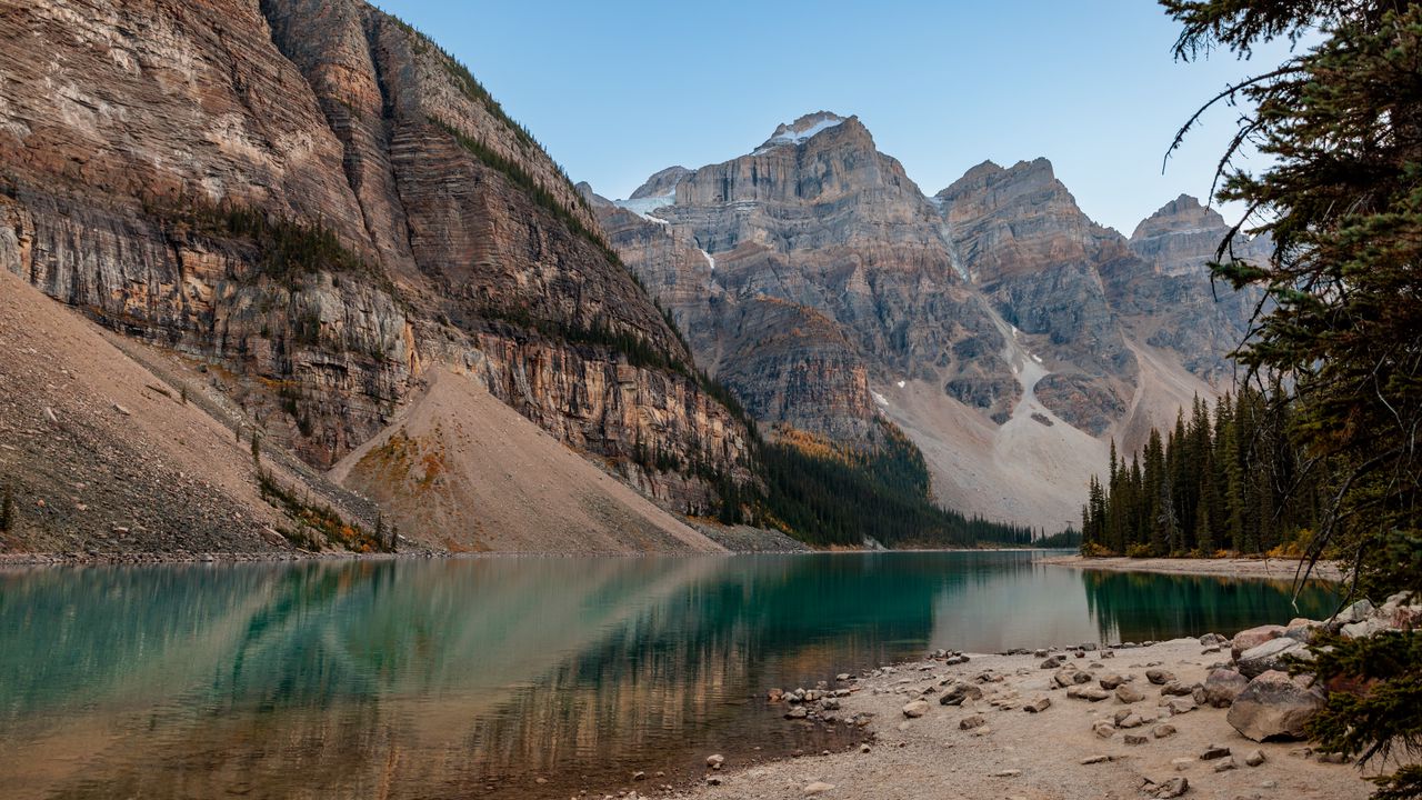 Wallpaper lake, coast, mountains, landscape, nature