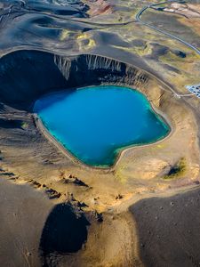 Preview wallpaper lake, crater, relief, landscape, nature