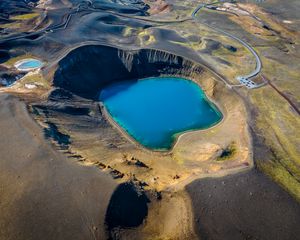 Preview wallpaper lake, crater, relief, landscape, nature