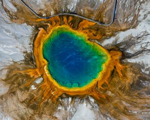 Preview wallpaper lake, crater, relief, aerial view