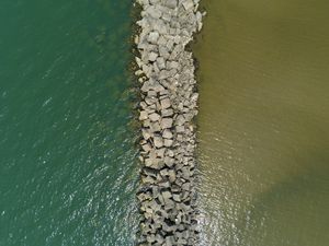 Preview wallpaper lake, dam, water, aerial view