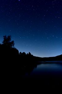 Preview wallpaper lake, dark, night, starry sky, landscape