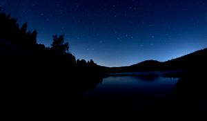 Preview wallpaper lake, dark, night, starry sky, landscape