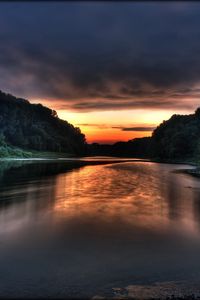 Preview wallpaper lake, decline, coast, secret, wood, clouds, twilight