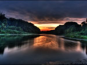 Preview wallpaper lake, decline, coast, secret, wood, clouds, twilight