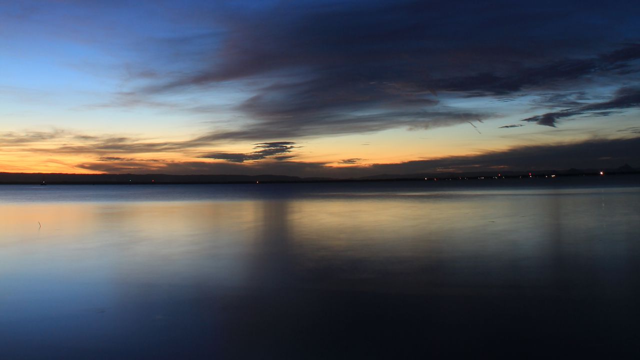 Wallpaper lake, dusk, landscape, horizon, dark