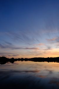 Preview wallpaper lake, dusk, reflection, trees, sky