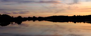 Preview wallpaper lake, dusk, reflection, trees, sky