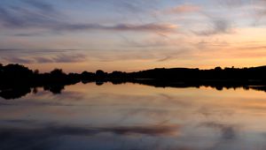 Preview wallpaper lake, dusk, reflection, trees, sky