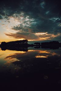 Preview wallpaper lake, dusk, sunset, trees, clouds