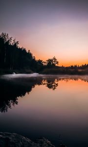 Preview wallpaper lake, dusk, trees, reflection