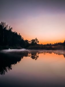 Preview wallpaper lake, dusk, trees, reflection