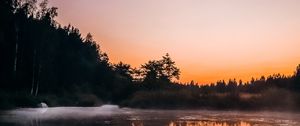 Preview wallpaper lake, dusk, trees, reflection