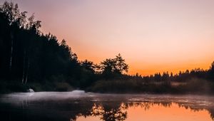 Preview wallpaper lake, dusk, trees, reflection