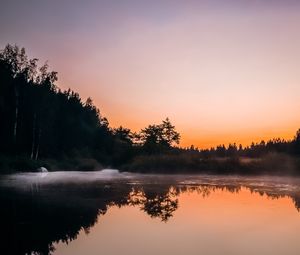 Preview wallpaper lake, dusk, trees, reflection