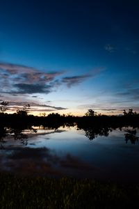 Preview wallpaper lake, dusk, trees, reflection, evening