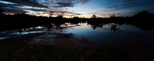 Preview wallpaper lake, dusk, trees, reflection, evening