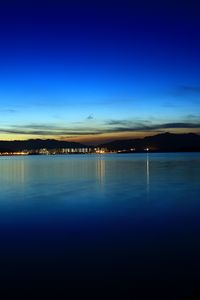 Preview wallpaper lake, embankment, lights, night, dark