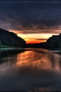 Preview wallpaper lake, evening, coast, decline, hdr