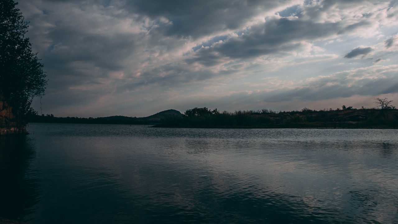 Wallpaper lake, evening, sky, clouds