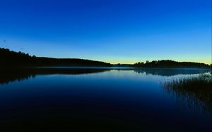 Preview wallpaper lake, evening, trees, silence, dark