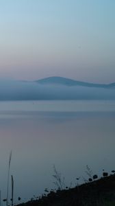 Preview wallpaper lake, fog, sunrise, landscape, nature