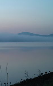 Preview wallpaper lake, fog, sunrise, landscape, nature