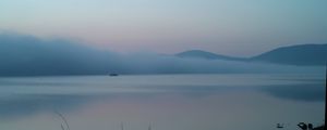 Preview wallpaper lake, fog, sunrise, landscape, nature