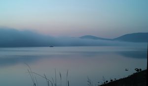 Preview wallpaper lake, fog, sunrise, landscape, nature