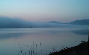 Preview wallpaper lake, fog, sunrise, landscape, nature