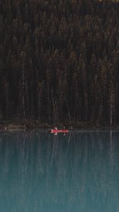 Preview wallpaper lake, forest, boat, trees, reflection