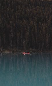 Preview wallpaper lake, forest, boat, trees, reflection