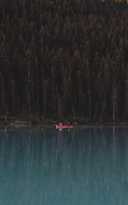 Preview wallpaper lake, forest, boat, trees, reflection