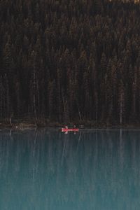 Preview wallpaper lake, forest, boat, trees, reflection