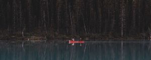 Preview wallpaper lake, forest, boat, trees, reflection