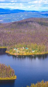 Preview wallpaper lake, forest, hills, landscape, aerial view