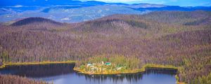 Preview wallpaper lake, forest, hills, landscape, aerial view