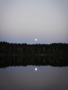 Preview wallpaper lake, forest, moon, reflection, water, landscape
