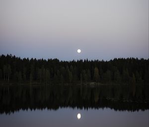 Preview wallpaper lake, forest, moon, reflection, water, landscape