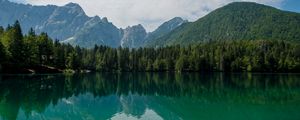 Preview wallpaper lake, forest, mountains, landscape, nature