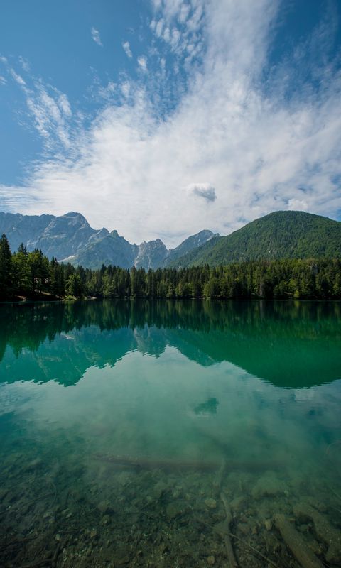 Download wallpaper 480x800 lake, forest, mountains, landscape, nature nokia  x, x2, xl, 520, 620, 820, samsung galaxy star, ace, asus zenfone 4 hd  background